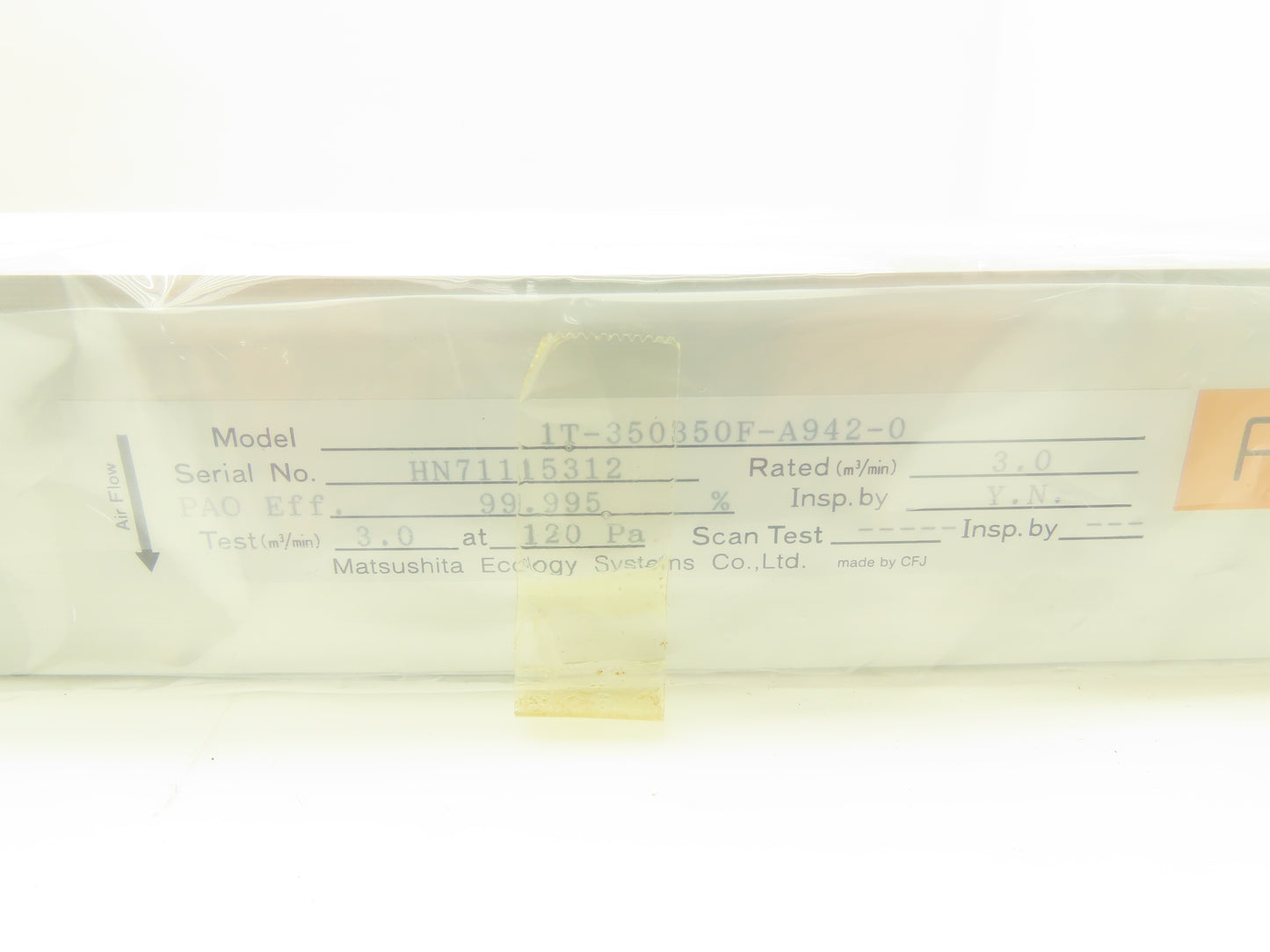 National 1T-350350F-A942-0 Matsushita Seiko Air Filter 350mm x 350mm