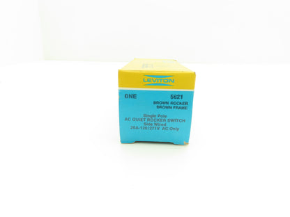 Leviton 5621 Decora Framed Brown Rocker Switch 20A 120/277 VAC Side Wired