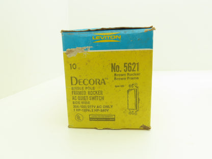Leviton 5621 Decora Framed Brown Rocker Switch 20A 120/277 VAC Side Wired