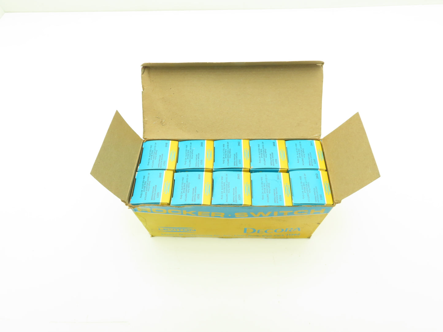 Leviton 5621 Decora Framed Brown Rocker Switch 20A 120/277 VAC Side Wired