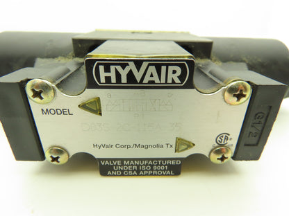 Hyvair D03S-2C-115A-35 Directional Valve Solenoid 3 Pos Spring Center D03 12 GPM
