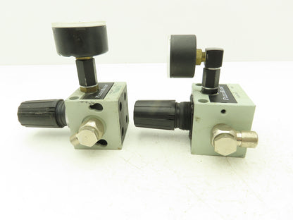 Numatics R22KG021 Pneumatic Air Pressure Regulator 1/4" NPT Ports Gauge Lot of 6