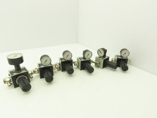 Numatics R22KG021 Pneumatic Air Pressure Regulator 1/4" NPT Ports Gauge Lot of 6