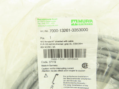 Murr Elektronik 7000-13261-3353000 M12 Female 90 Degree Shielded 30 Meter Cable