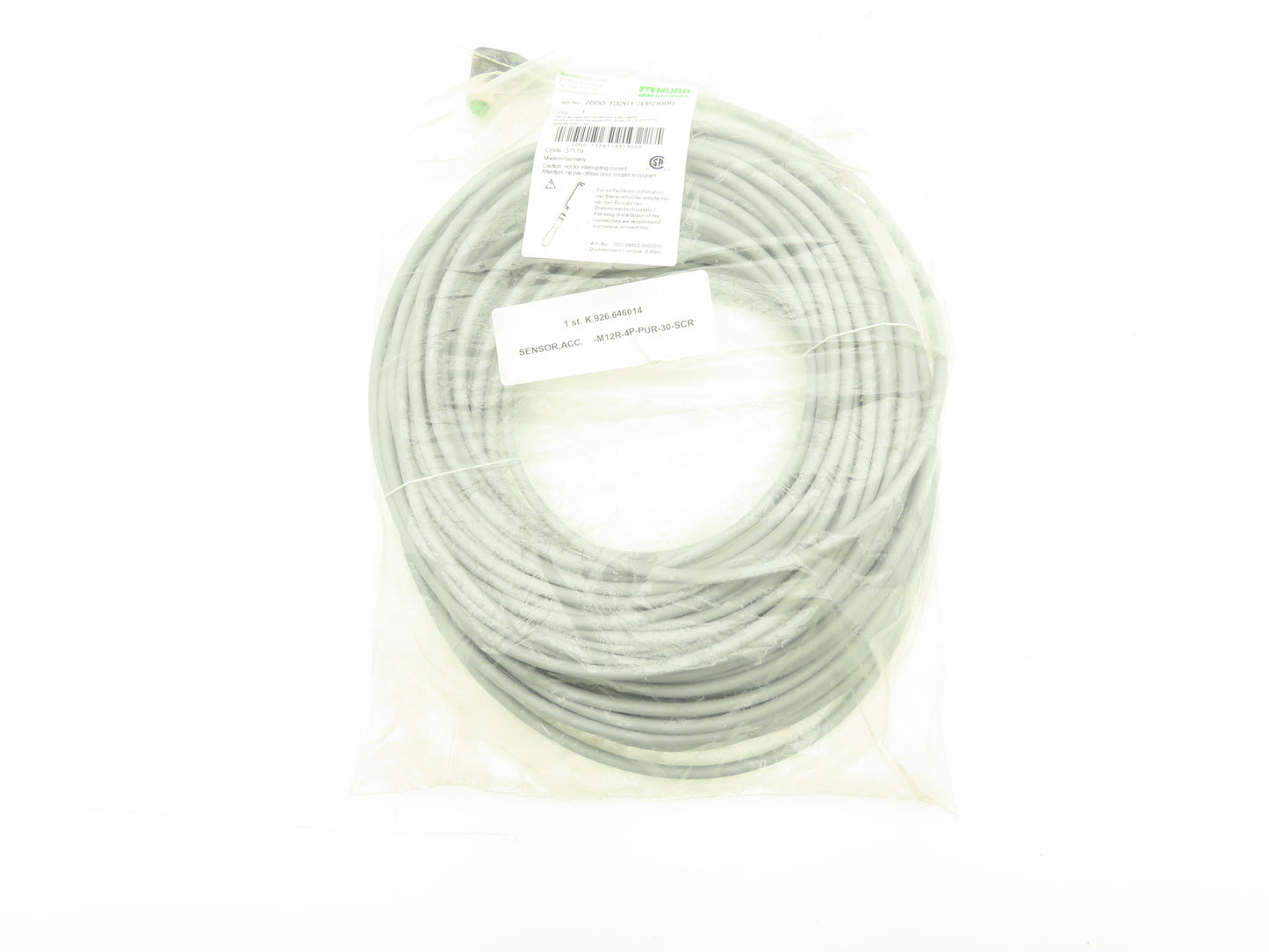 Murr Elektronik 7000-13261-3353000 M12 Female 90 Degree Shielded 30 Meter Cable