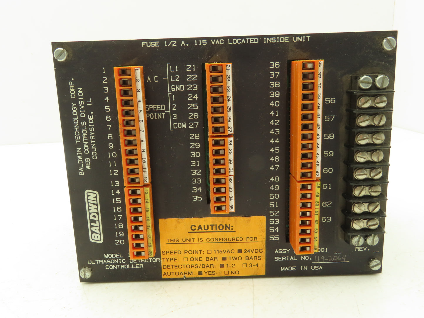 Baldwin Technology Model 1125 Ultrasonic Detector Controller 24VDC A502-8001