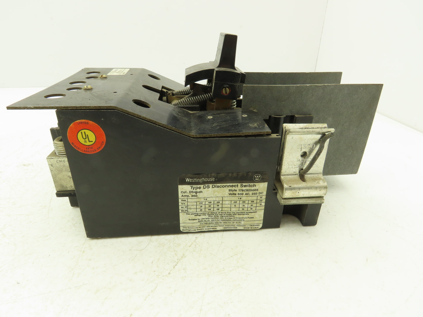 Westinghouse DS464R Disconnect Switch 200A 150Hp 600VAC 250VDC