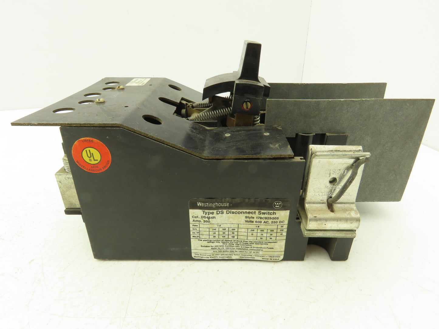 Westinghouse DS464R Disconnect Switch 200A 150Hp 600VAC 250VDC