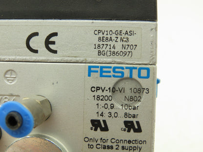 Festo CPV10-GE-ASI-8E8A-Z M8 Pneumatic 8 Station Solenoid Valve Manifold 24VDC