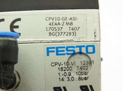 Festo CPV10-GE-ASI-4E4A-Z M8 Pneumatic 4 Station Solenoid Valve Manifold 24VDC