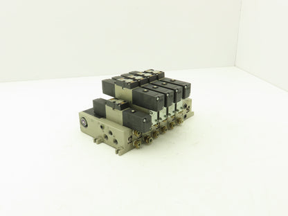 SMC VFS2600-5FZZ Pneumatic 7-Station Solenoid Valve Manifold Assembly 24VDC