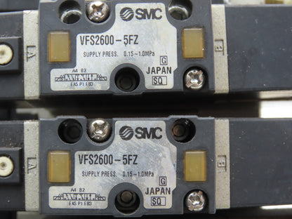SMC VFS2600-5FZZ Pneumatic 7-Station Solenoid Valve Manifold Assembly 24VDC