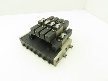 SMC VFS2600-5FZZ Pneumatic 7-Station Solenoid Valve Manifold Assembly 24VDC