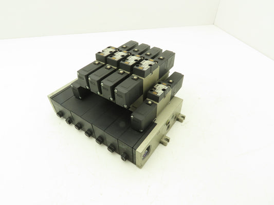 SMC VFS2600-5FZZ Pneumatic 7-Station Solenoid Valve Manifold Assembly 24VDC