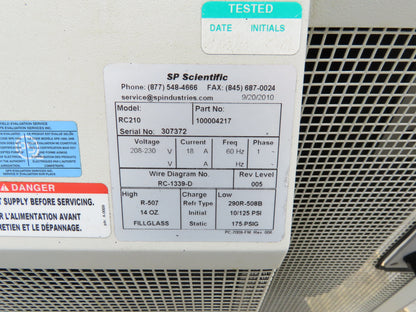 SP Scientific RC210 Recirculating Chiller Ultra Low Temperature -80C 208/230V