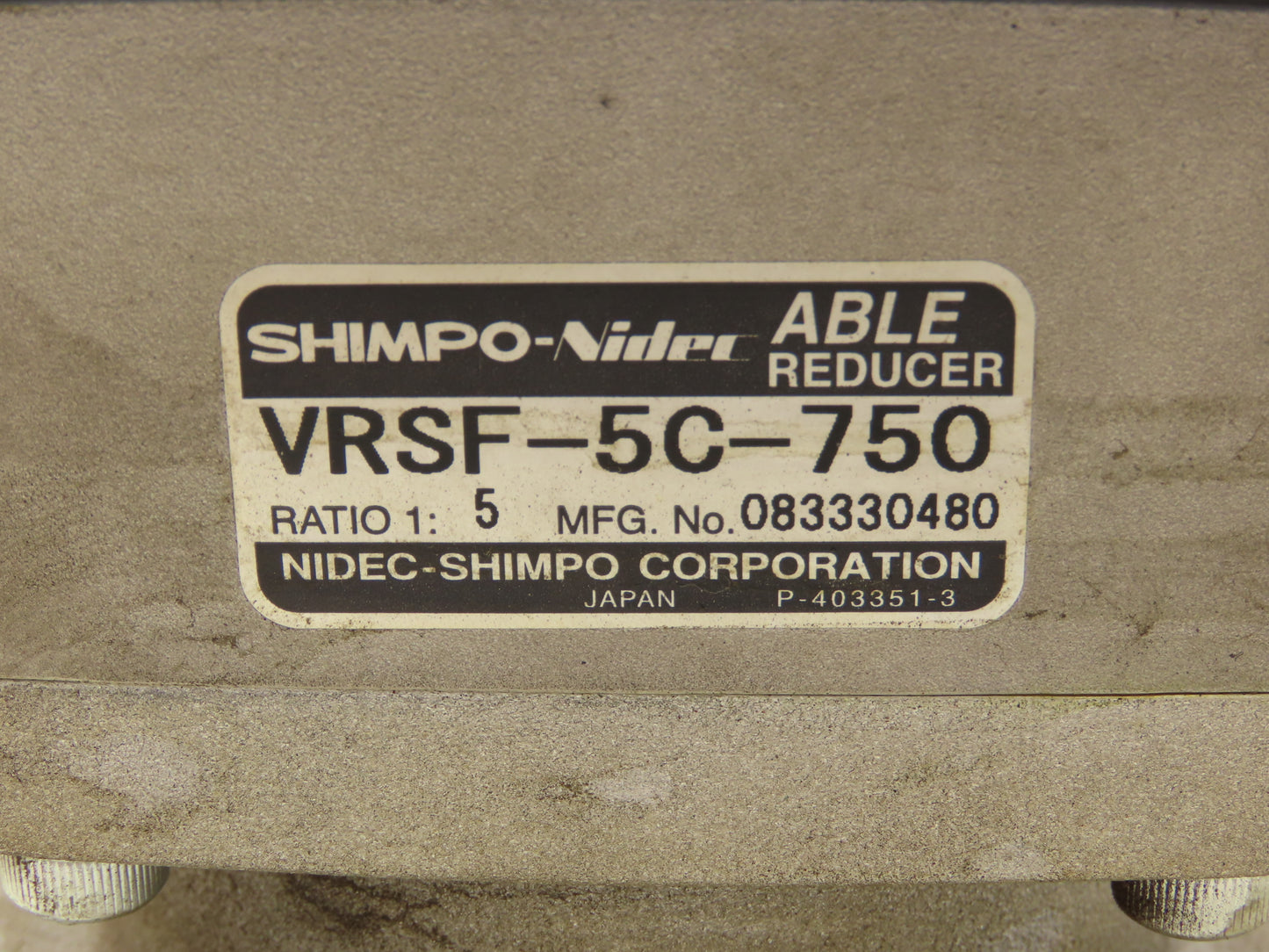 Shimpo-Nidec VRSF-5C-750 Able Planetary Reducer 5:1 Ratio Inline Servo Gearhead