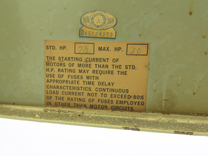 Continental Electric I2T 351 Fusible Busway Disconnect Switch 30A 3P 600VAC