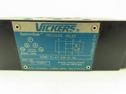 Vickers DGMC-5-AT-FW-S-30 SystemStak Hydraulic Pressure Relief Valve 4570 PSI