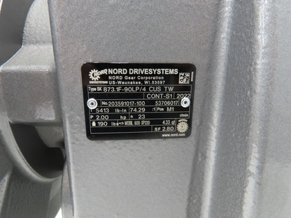 Nord SK873.1F-90LP/4 CUS TW Inline Gearmotor 74.29 Ratio 2Hp 23rpm 230/460V 3PH