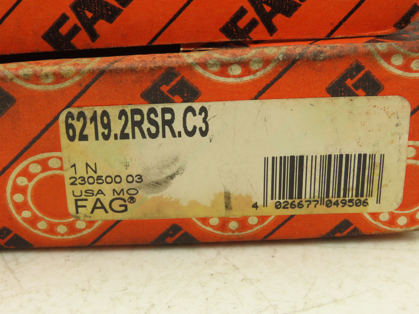 FAG 6219.2RSR.C3 Ball Bearing Deep Groove 3.74" ID x 6.693 OD x 32mm Width