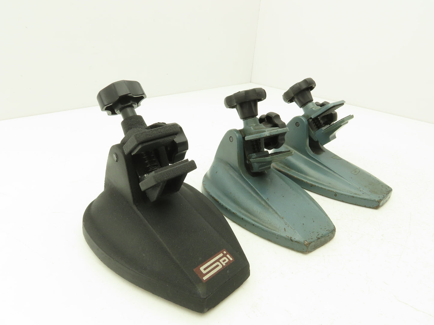 SPI 12-460 Cast Iron Micrometer Stand W/Padded Jaws Open To 20mm Lot of 3