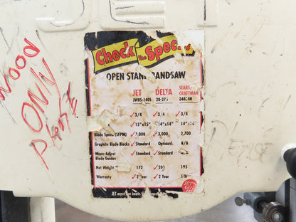 Jet JWBS-14OS Woodworking Band Saw 14" Vertical 3/4" 1Ph 115/230V