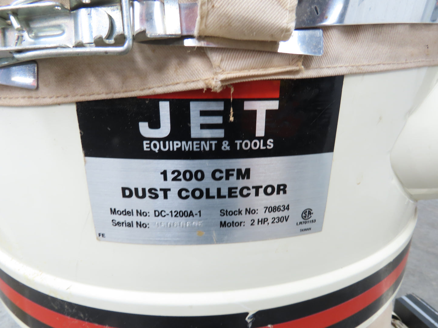 Jet DC-1200A-1 Dust Collector 2HP 1PH 230V Motor Woodworking Vac Single Bag