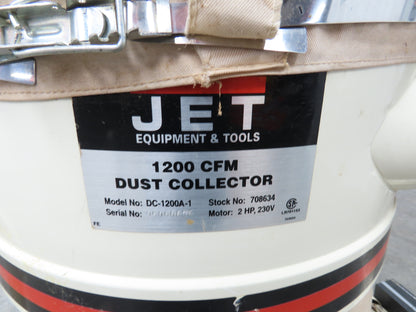Jet DC-1200A-1 Dust Collector 2HP 1PH 230V Motor Woodworking Vac Single Bag