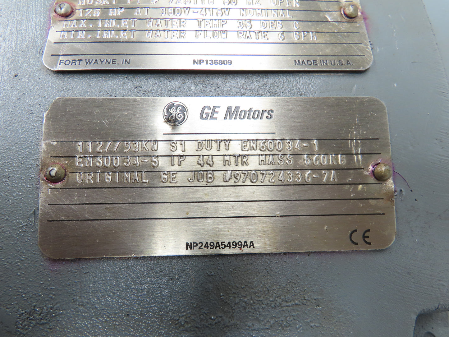 General Electric GE Spindle Motor 1780RPM 150Hp 460V Water Cooled 	408TCZ