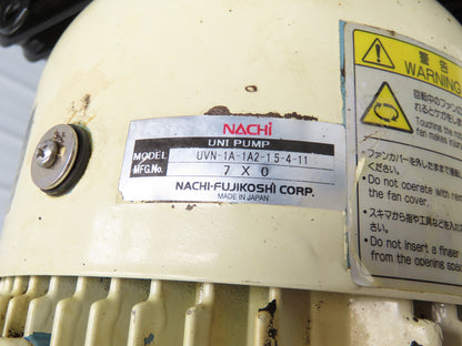 Nachi UVN-1A-1A2-1.5-4-11 Hydraulic Power Unit 20L Tank 7.6gpm Pump 1.5kw 220V