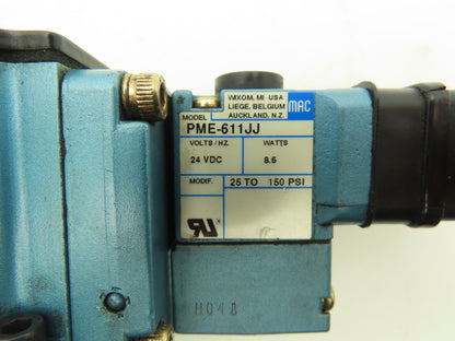 MAC 6512B-231-PM-611JJ Pneumatic 4/2 Single Solenoid Valve 24V 3/8" Sub-Base