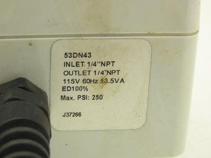 Speedaire 53DN43 Timed Electric Auto Drain Valve 1/4"NPT 115V