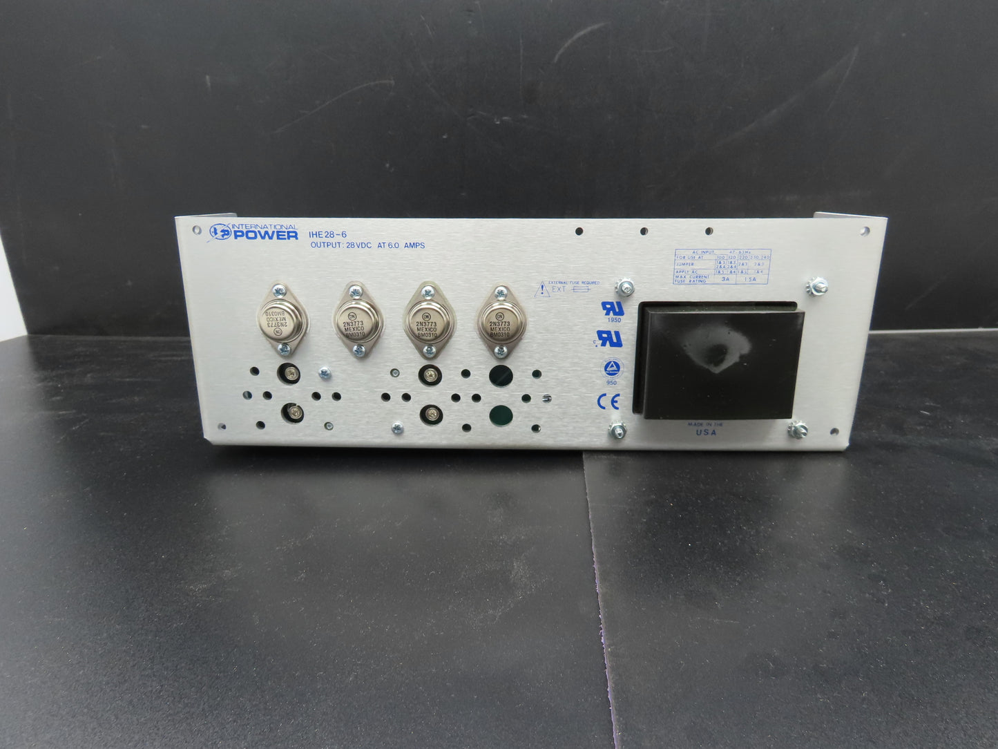 International IHE-28-6 DC Power Supply 100-240VAC 47-63Hz Input 28VDC 6A Output