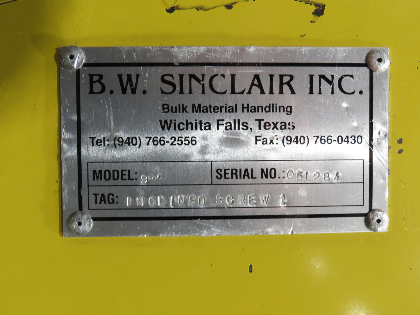 BW Sinclair 10" Screw Conveyor Food Grade Dry Bulk Feeder 3PH Belt Drive 128'