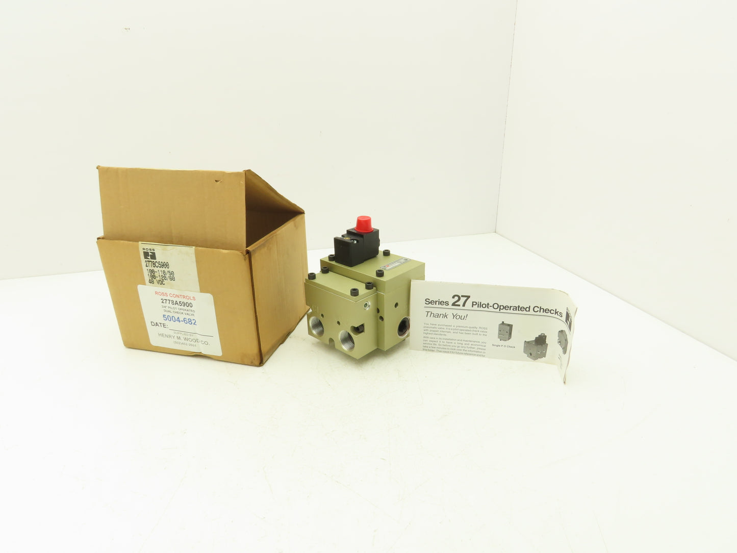 Ross 2778C5900 Pilot Operated Dual Check Valve 3/4"NPT 120VAC 48VDC 2778A5900
