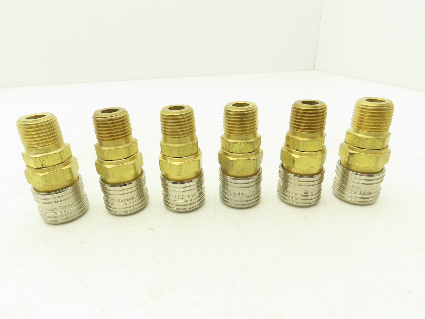 Hansen 400 Pneumatic Socket Coupling 1/2" NPT Male Brass Body Lot of 6