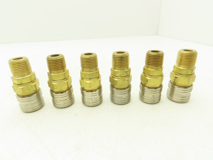 Hansen 400 Pneumatic Socket Coupling 1/2" NPT Male Brass Body Lot of 6