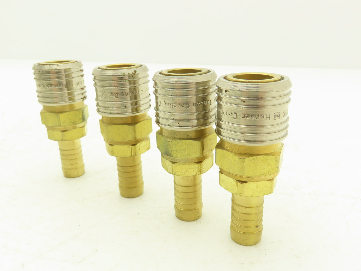 Hansen 400 Series Pneumatic Socket Coupling 1/2" Barb  Brass Body Lot of 4