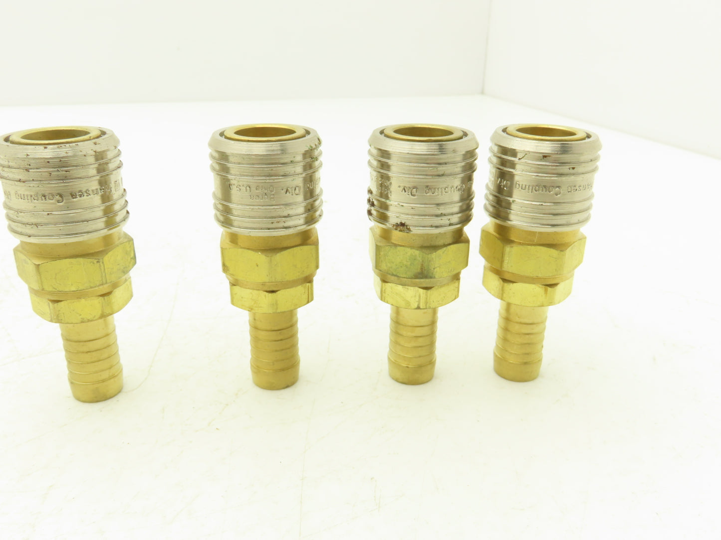 Hansen 400 Series Pneumatic Socket Coupling 1/2" Barb  Brass Body Lot of 4