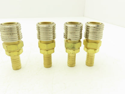 Hansen 400 Series Pneumatic Socket Coupling 1/2" Barb  Brass Body Lot of 4