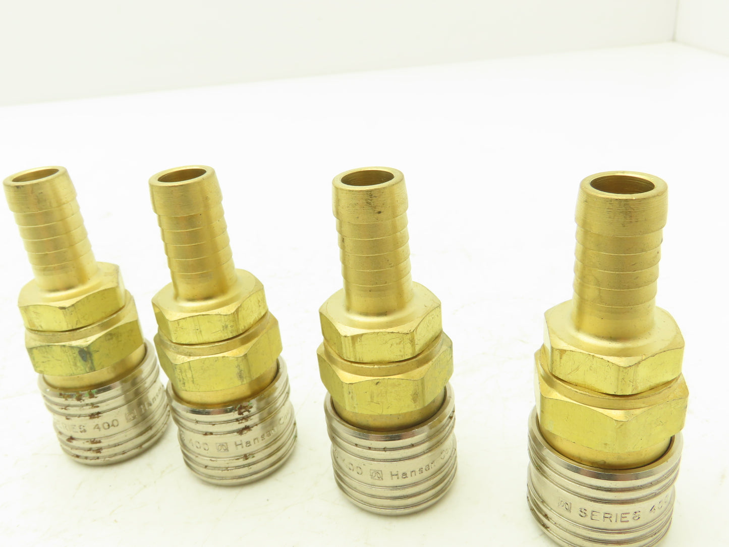 Hansen 400 Series Pneumatic Socket Coupling 1/2" Barb  Brass Body Lot of 4