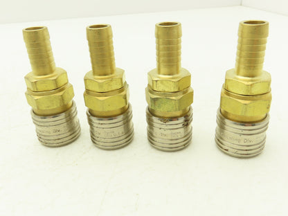 Hansen 400 Series Pneumatic Socket Coupling 1/2" Barb  Brass Body Lot of 4