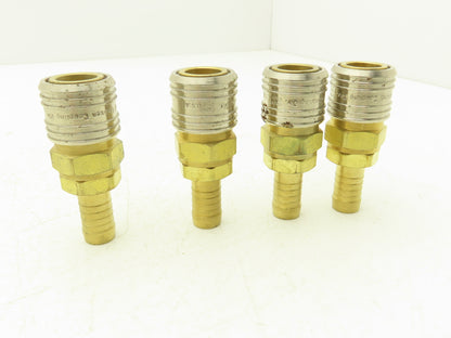 Hansen 400 Series Pneumatic Socket Coupling 1/2" Barb  Brass Body Lot of 4