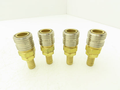 Hansen 400 Series Pneumatic Socket Coupling 1/2" Barb  Brass Body Lot of 4