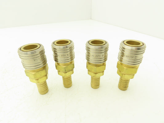 Hansen 400 Series Pneumatic Socket Coupling 1/2" Barb  Brass Body Lot of 4