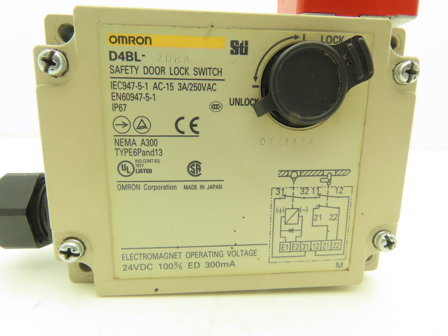 Omron D4BL-2DRA Solenoid Interlock Safety Door Switch 24VDC