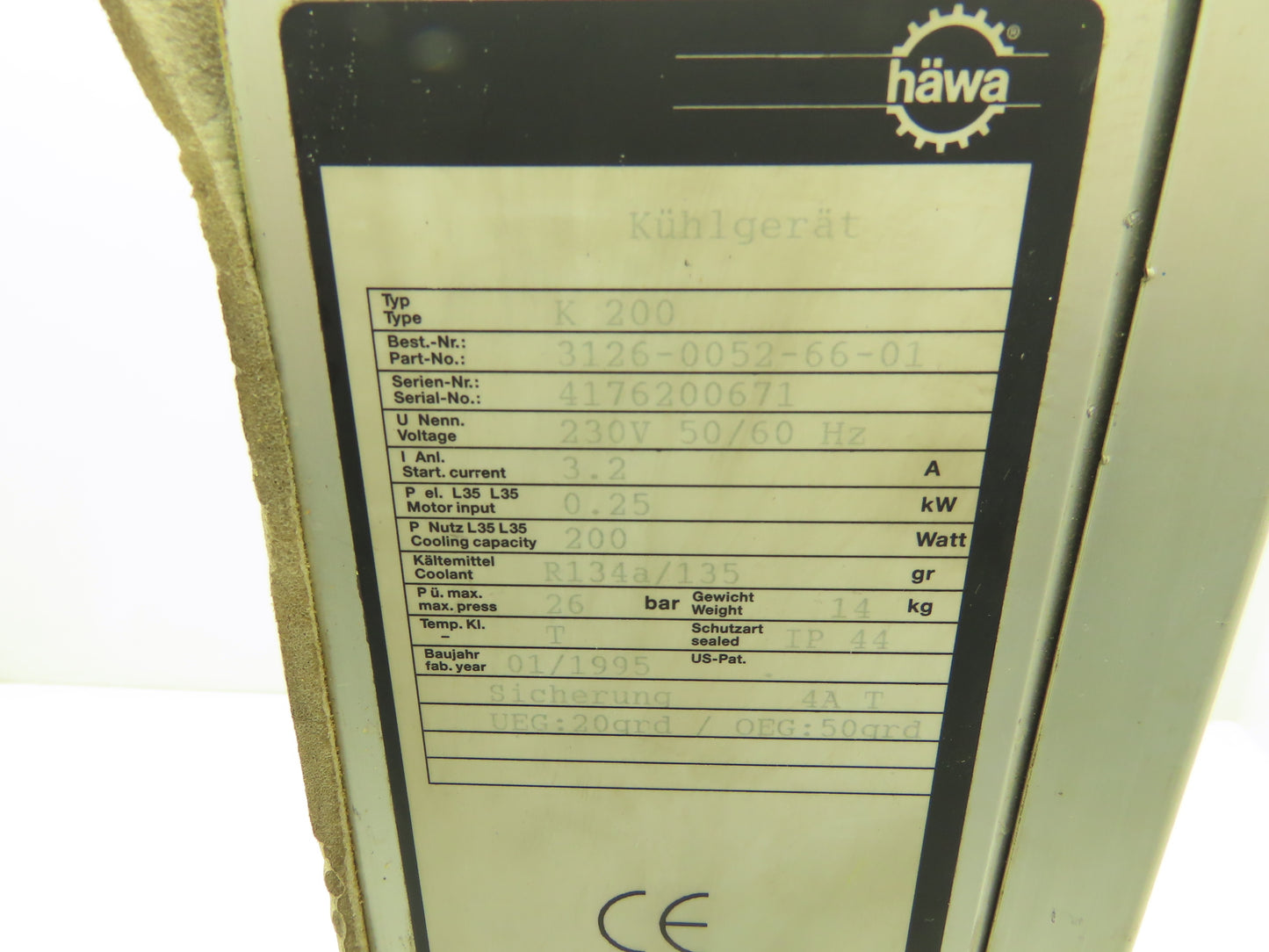 Hawa K 200 FA Cooler Electrical Enclosure AC Cooling Unit 230V 3.2A 1Ph