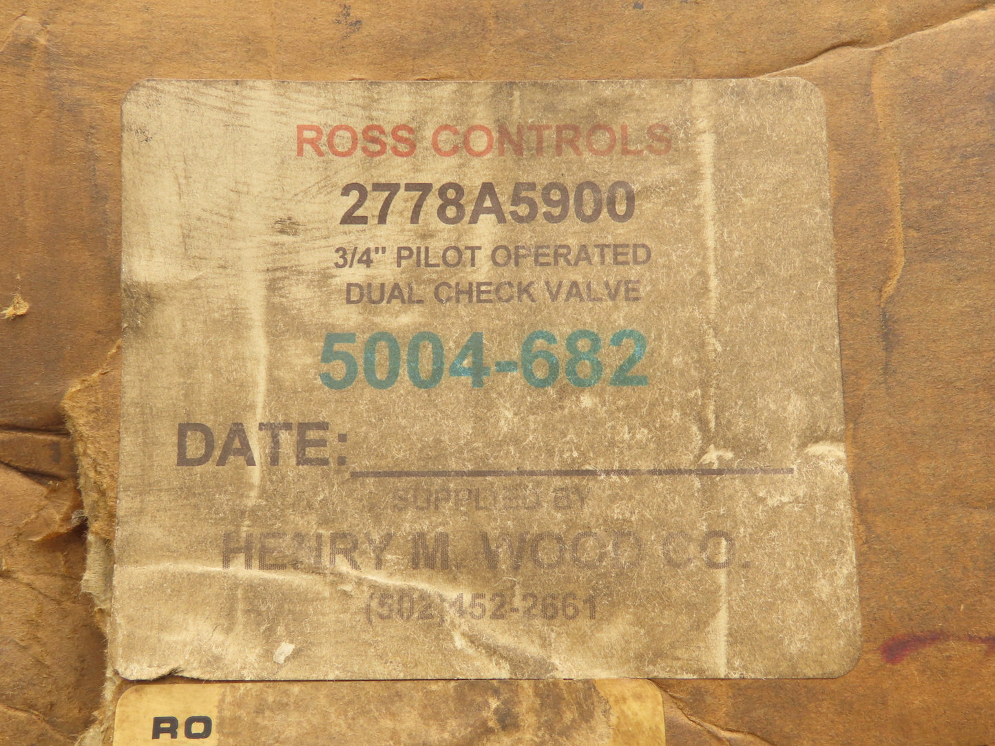 Ross 2778C5900 Pilot Operated Dual Check Valve 3/4"NPT 120VAC 48VDC 2778A5900