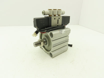 SMC CDVQ2B80-23-DCJ1649J Air Cylinder 80mm Bore 23mm Stroke w/Solenoid Valve 24V