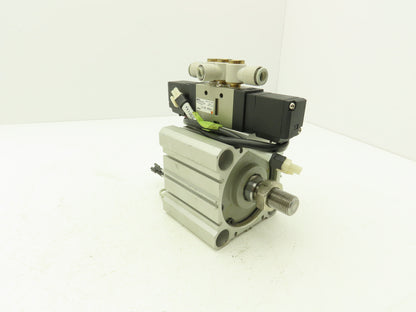 SMC CDVQ2B80-23-DCJ1649J Air Cylinder 80mm Bore 23mm Stroke w/Solenoid Valve 24V